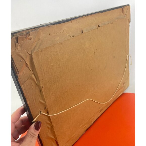 Vintage 1960s artwork, mix media organic 3D painting, bark moss landscape - Picture 10 of 10